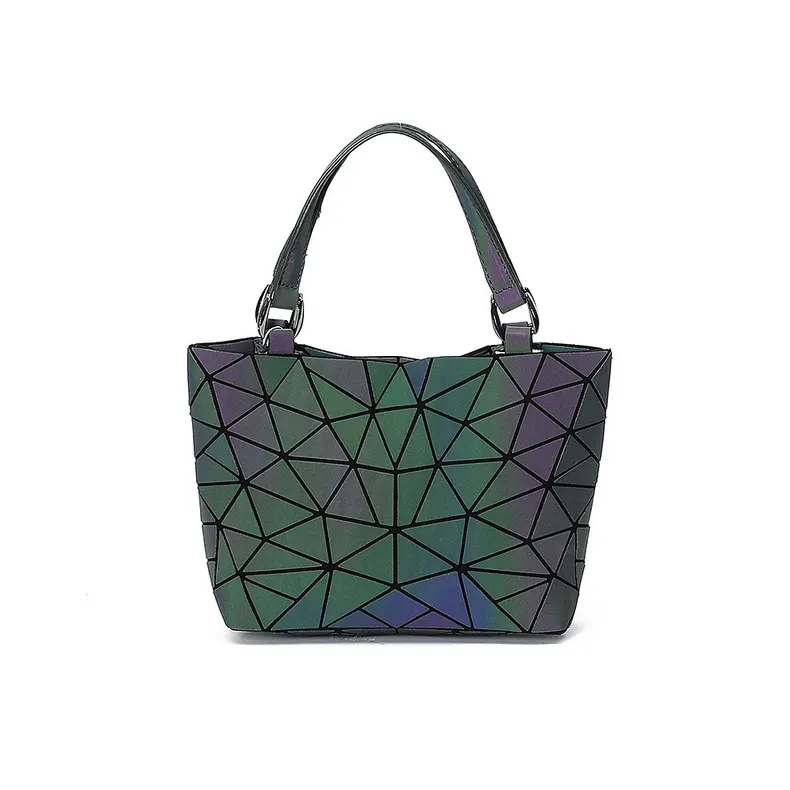 Bolso de mano holográfico de cuero sintético para mujer, bolsa de mano de diseñador con diseño de arcoíris, reflectante, para club nocturno y oficina