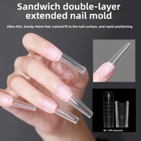 ZHI JIA Boîte de moules à ongles carrés double couche pour extensions, motif papillon style armure, réutilisable sans plateau en papier