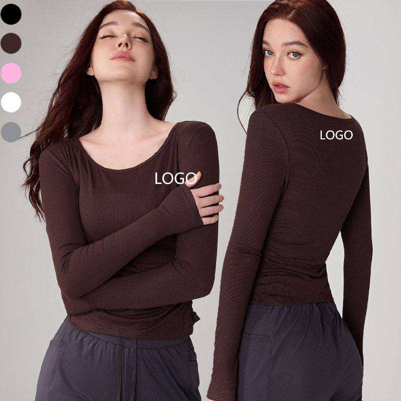 XW-ADCX42009 Long Sleeve Gym Round Neck Fitness Sportswear Plus Size Sports Custom Wholesale Yoga Tops for Women