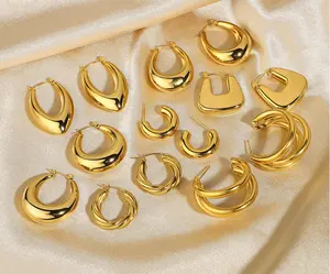 Boucles d'oreilles créoles délicates plaquées or 18 carats bijoux hypoallergéniques boucles d'oreilles fines en acier inoxydable boucles d'oreilles pour femmes