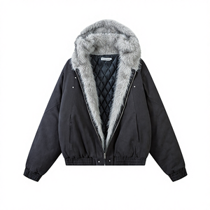 Chaqueta Bomber <span class=keywords><strong>Americana</strong></span> Retro de Estilo Montañés con Capucha de Felpa, Acolchada de Algodón, Larga, de <span class=keywords><strong>Terciopelo</strong></span>, Gruesa y Cálida para <span class=keywords><strong>Hombre</strong></span> y Mujer - Product Image 1