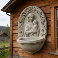 Pot Bunga Dinding Madonna dan Anak Berbahan Polyresin Efek Batu, Buatan Tangan, Dilukis Tangan, untuk Dekorasi Rumah dan Suvenir