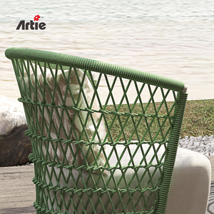 أرتي حديقة أثاث الروطان طقم شرفة حبل الترفيه المنسوجة كرسي ذراع الفناء لفيلا - Product Image 2