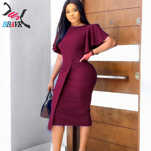 Modest Women Elegant Dresses Short Sleeves Work Office Ladies African <b>Plus</b> <b>Size</b> Formal Dresses - Product Image 1