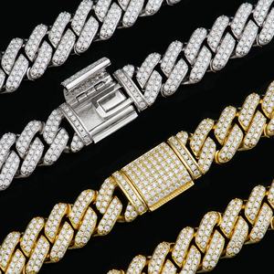 Cadena Cubana Miami, Chapada en Plata de Ley, con Incrustaciones de Moissanita VVS DEF, Estilo Rómbico de 12 mm, Joyería Hip Hop para Hombre, Regalo - Product Image 4