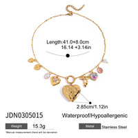 Collier d'été en acier inoxydable Charms en céramique Impression de fleurs Coccinelle Papillon Coeur Noeud Médaillon Perle Pierre principale pour les fêtes