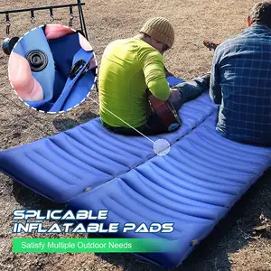 Nylon Thick Lightweight Compact Air Mattress Ultralight Inflatable Camping Sleeping Pad Roll Mat With Built-in Foot Pump