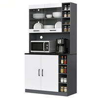 Buffet de cuisine moderne en bois multifonctionnel, armoire de rangement autonome, buffet, armoire de présentation, vitrine à 4 portes