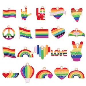 Kleurrijke Regenboog Hart Vlag Hanger Love Wins Charme Voor Oorbel Armband Ketting Lgbt Hanger Sieraden Maken Accessoires