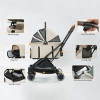 Chariot de luxe pour animaux de compagnie avec poussette de voyage pour grand chien à 4 roues pivotantes à 360 degrés et panier pliable amovible