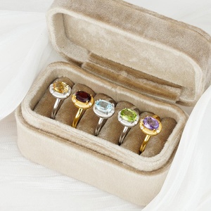 Bulk Wholesale Healing Crystal <strong>Rings</strong> <strong>Adjustable</strong> Women's Natural Stone Peridot 925 Silver Amethyst Topaz Oval Cut Garnet Jewelry - Product Image 1