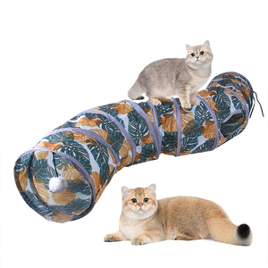 Indoor 2/3/4 5-way Collapsible Polyester Pet Tunnel Tube Foldable Kitty Cat Tunnel with Fun <b>Ball</b> Cat Peek Hole Pet Toys - Product Image 4