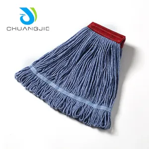 Custom Looped Commercial Heavy Duty 400 Gram Replacement String Blue Wet Cotton Mop Heads