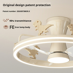 Carino 20 pollici piccolo dinosauro intelligente ventilatore da soffitto a LED 3 lame ferro corpo DC per camera da letto del ragazzo moderno telecomando - Product Image 5