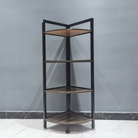 Étagère d'angle en bois à 4 niveaux avec design minimaliste pour salon, chambre à coucher, bureau