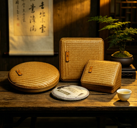 Boîte à thé Pu'er en bambou tressé faite à la main, écologique, portable, avec support suspendu, design moderne, boîte-cadeau artisanale pour la maison