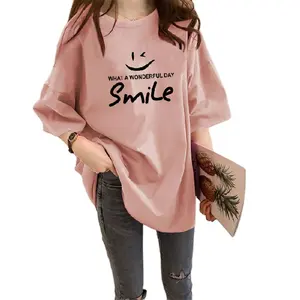 High Quality Smile Printed T-shirt Latest Summer Launch Fashion Short Sleeves Loose Graphic T-shirts for Women Top Clothes