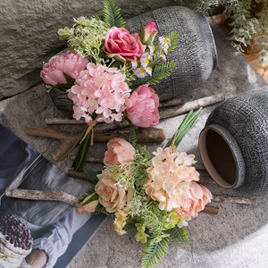 Bouquet de fleurs artificielles Audrey Rose en tissu tissé plastique, décoration d'intérieur, accessoires de mariage CF01332 - Product Image 1