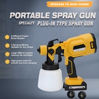 Semprotan Cat Listrik Tanpa Kabel 21V 900ml, Semprotan Daya HVLP Portabel dengan 2 Nozel untuk Pengecatan Furnitur
