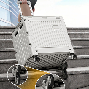 बड़े पैमाने पर किराने का शिविर बाजार सीढ़ियों के ढहने से फोल्डेबल स्टोरेज शॉपिंग कार्ट 4 पहिए घर - Product Image 5