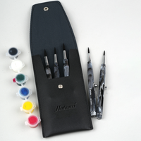 Hechunzi – Lot de 6 pinceaux de voyage noirs à pointes interchangeables, design rétractable à ressort, pour aquarelle et peinture