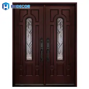 Custom Or Standard China Guangdong Wholesale Heavy Duty Original Natural Iroko Teak Wood Doors Luxury Exterior Front Entry Door