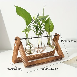 <span class=keywords><strong>Vase</strong></span> <span class=keywords><strong>en</strong></span> <span class=keywords><strong>verre</strong></span> nordique hydroponique moderne de table Terrarium de plantes de <span class=keywords><strong>jacinthe</strong></span> 1 2 3 bouteilles support <span class=keywords><strong>en</strong></span> bois - Product Image 4
