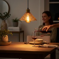 Support de lampe E26 / Suspension en verre réglable en hauteur, homologuée CUL, petite et longue, pour salle à manger/salon, finition noire