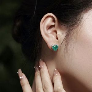Pendientes de Plata de Ley 925 con Baño de Rodio, Diseño de Corazón Azul Paraíba, con Circonitas 5A, Estilo Eternidad, Nueva Colección Dylam - Product Image 2