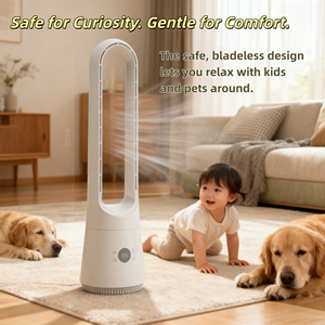 Ventilador de Torre sin aspas inteligente Tuya Wifi de alta velocidad, ventilador de filtro desmontable HEPA con purificador de aire - Product Image 3