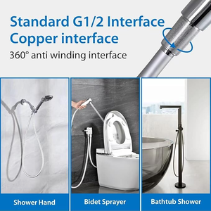 Manguera de ducha rosa premium, flexible, de PVC, con conexiones de latón para baño - Product Image 5