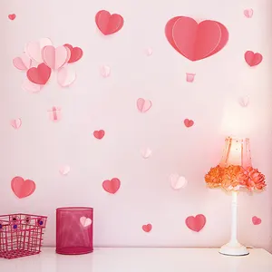 Cô gái trái tim màu hồng tình yêu khinh khí cầu lối vào phòng ngủ thương mại làm đẹp tường trang trí tường Sticker