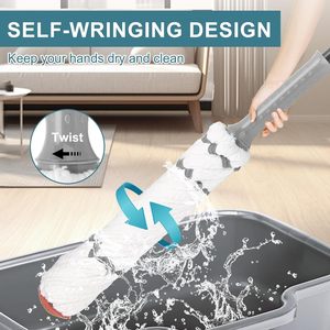 Mopa de algodón giratoria de fácil uso para el hogar, sin necesidad de usar las manos, para limpiar el suelo - Product Image 3