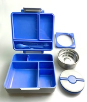Boîte à lunch bento isotherme en PP de qualité alimentaire, éco-responsable, à deux zones de température, pour enfants, avec plus de 3 compartiments, thermos détachable, portable et facile à utiliser