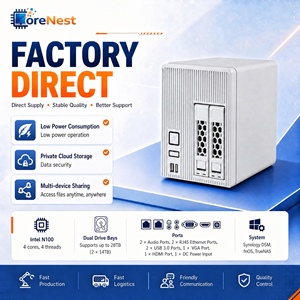 Serveur multimédia domestique CoreNest NAS Private Cloud Storage Intel N100 <span class=keywords><strong>4</strong></span> cœurs avec port <span class=keywords><strong>r</strong></span>éseau 2,5 GbE, RAM DDR4, mini PC - Product Image 1