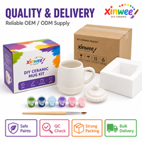 Kit de tasses en céramique DIY esthétique avec couvercle pour enfants et adultes, style TikTok viral, ensemble d'activités artistiques et créatives pour la peinture, cadeau d'anniversaire, prêt pour FBA