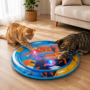 Durable Thick Cat Sensory Water Splash <b>Mat</b> Ocean Breeze Design Indoor <b>Cooling</b> Water Play Bed Toy <b>for</b> Household Cats - Product Image 3