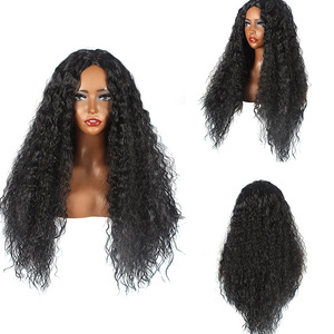 Perruques synthétiques en gros à prix abordable pour femmes noires, styles <span class=keywords><strong>Afro</strong></span>/Water/<span class=keywords><strong>Afro</strong></span> Wave, résistantes à la chaleur, avec ligne de cheveux naturelle, sans colle, cheveux longs - Product Image 5