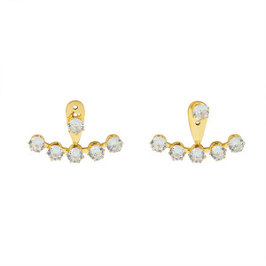 Luxe Femmes Trois Trous Réglable En Acier Inoxydable Or Filles Boucles D'oreilles Goujons Rond Cubique Zircone Lunette Réglage - Product Image 6