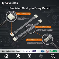 PHR-4Harness PH2.0 4Pin UL1061 26AWG Kabel Berlapis Timah Abu-abu untuk Sensor Strip LED, Peralatan, Papan Kontrol PCB