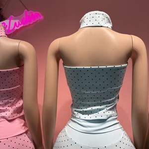 Nuovo Set Primaverile di Design con Top Corto e Pantaloncini Stampati a Pois, Completo Casual Y2k Carino in Due Pezzi per Ragazze e Donne - Product Image 5
