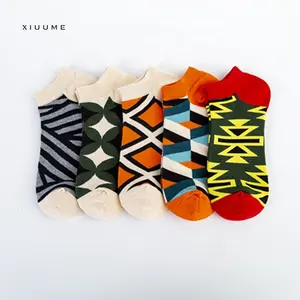 Tangram — chaussettes en coton colorées pour homme et femme, chaussettes mixtes pour adolescents, à faire soi-même, marque, nouveauté