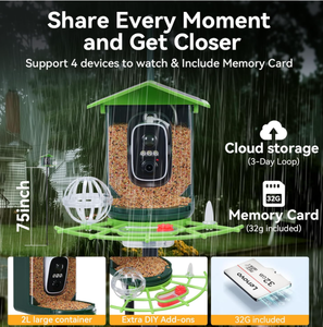 Telecamera per Alimentatore Uccelli con Identificazione AI, Alimentazione Solare, Visualizzazione in Tempo Reale, Avvisi Istantanei, Cattura 2K HD, Durevole, Leggera, in ABS, Regalo per - Product Image 5