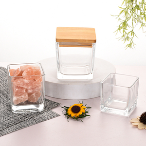 Ru Sao 80Ml 120Ml 600Ml Vuông Thủy Tinh Nến <span class=keywords><strong>Jar</strong></span> Rõ Ràng Tàu Thủy Tinh Với Nắp Tre - Product Image 5