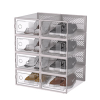 Boîte à chaussures en plastique transparent modulaire empilable, organisateur de chaussures durable pour baskets, chaussures décontractées, pour salon, chambre à coucher