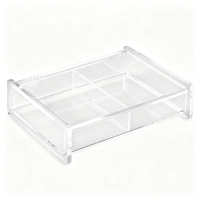 Boîte de rangement de luxe transparente en acrylique pour cartes à jouer, organisateur de cartes de poker pour jeux à domicile avec couvercle et deux compartiments