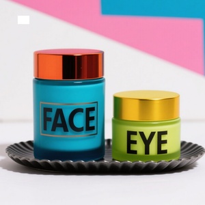 Luxury Custom <b>Empty</b> Frosted Glass Cosmetic <b>Jars</b> 1oz-100ml Range Thick Bottom Skin Care Cream Blue Pink 20ml 30ml 50ml 60ml <b>Jar</b> - Product Image 1