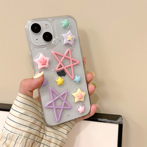 Custodia per Cellulare da Donna alla Moda Stile Coreano <span class=keywords><strong>con</strong></span> Glitter a Forma di Stella e Cuore per <span class=keywords><strong>iPhone</strong></span> 16 15 Pro Max 14 Pro 13 12 11 Plus 17 - Product Image 4