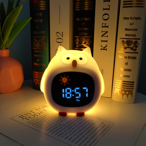 Calmante ayuda para dormir luz nocturna máquina de sonido simulación de Color amanecer despertar lámpara de noche Ideal reloj despertador en forma de búho para niños - Product Image 3