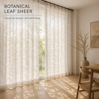 Rideaux transparents jacquard à motifs de feuilles élégantes de style nordique, couleurs terreuses, panneaux de fenêtre pour chambre à coucher et salon